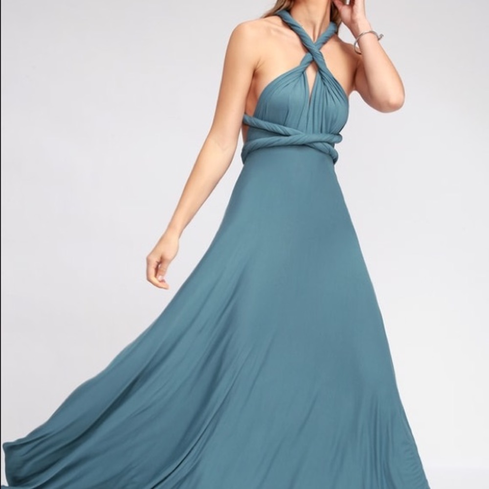 Tricks of the trade slate blue maxi dress